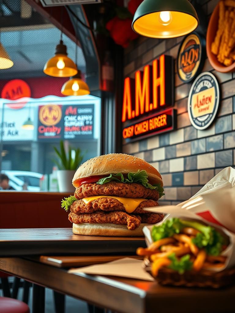 A.M.H CRISPY CHICKEN BURGER 1 A.M.H CRISPY CHICKEN BURGER