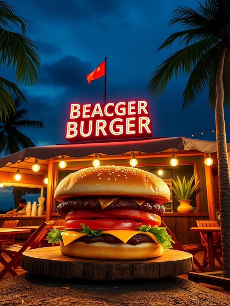 Beach burger air papan 1 Beach burger air papan
