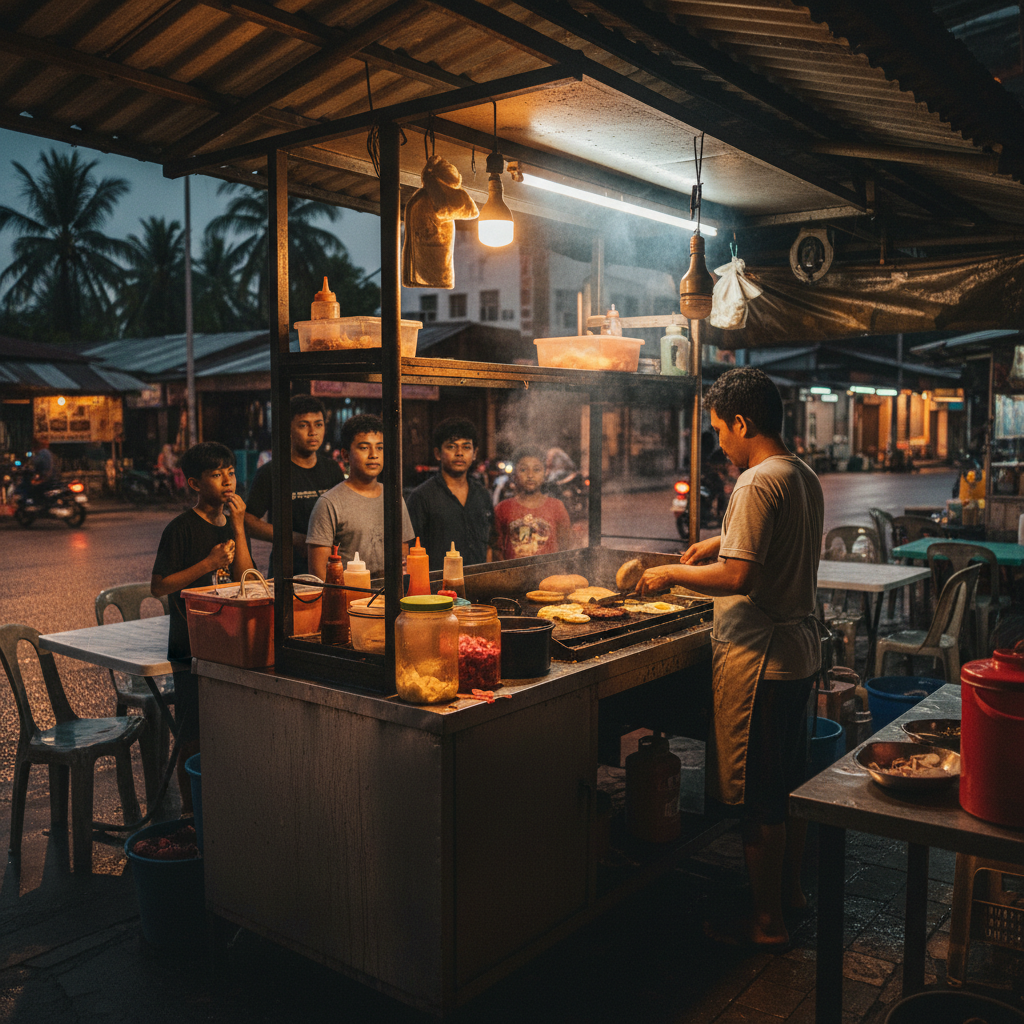 Warung Burger Malam Yang Lazat & Mudah