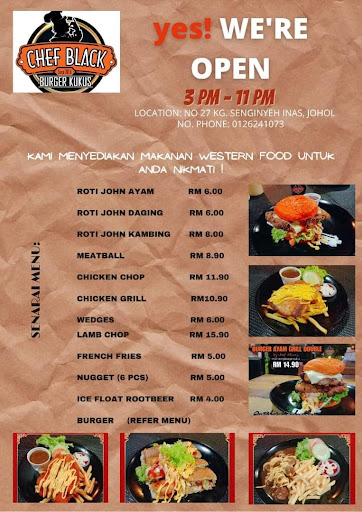 Chef Black Burger Kukus (Kg Seginyeh, Inas)