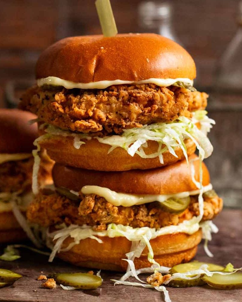 famous crispy chicken burger