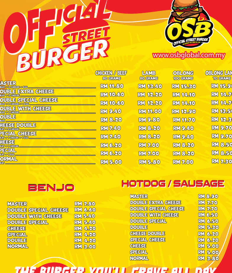 OSB Official Street Burger (Kempas) 1 osb official street burger kempas