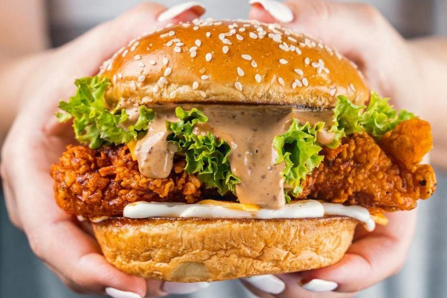 pink burger ayam crispy